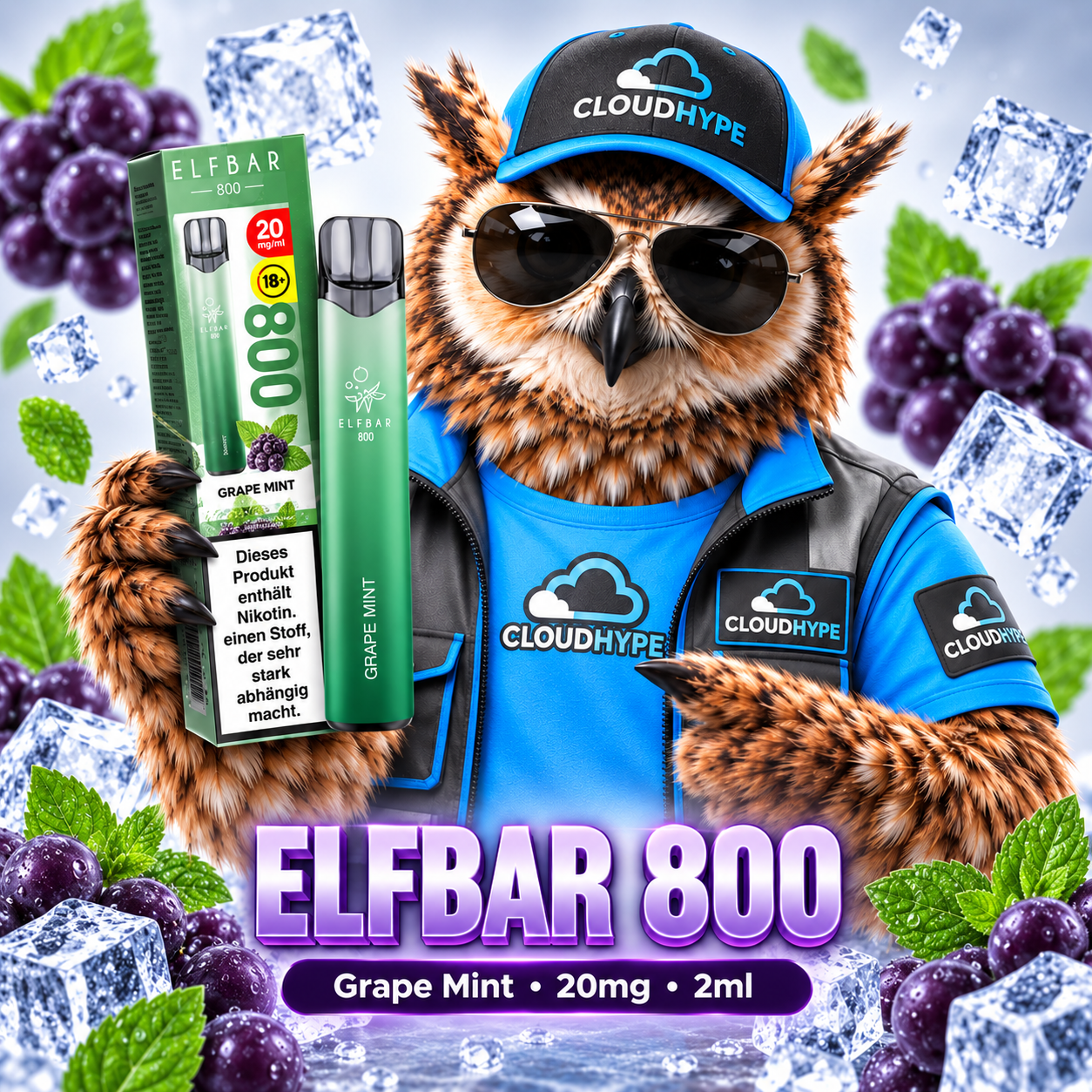 ELFBAR 800 – Grape Mint – 20mg