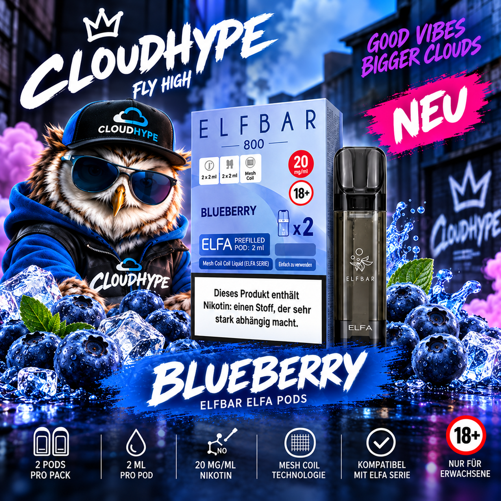 ELFBAR ELFA Pods – Blueberry – 20mg – 2er Pack