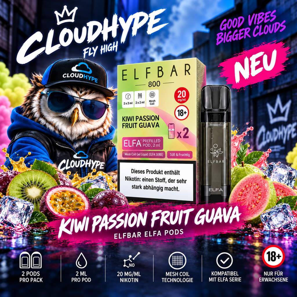ELFBAR ELFA Pods – Kiwi Passion Fruit Guava – 20mg – 2er Pack
