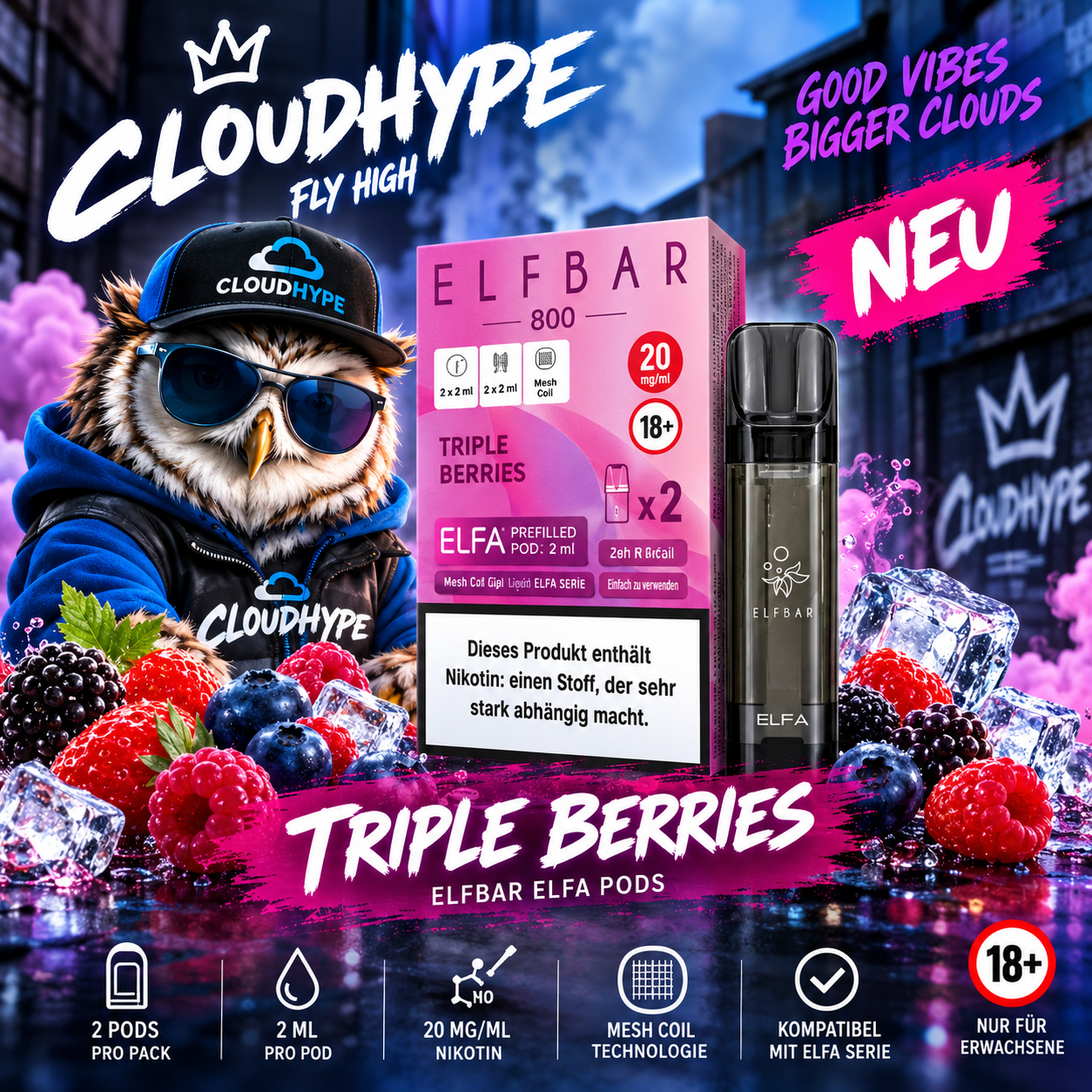 ELFBAR ELFA Pods – Triple Berries – 20mg – 2er Pack
